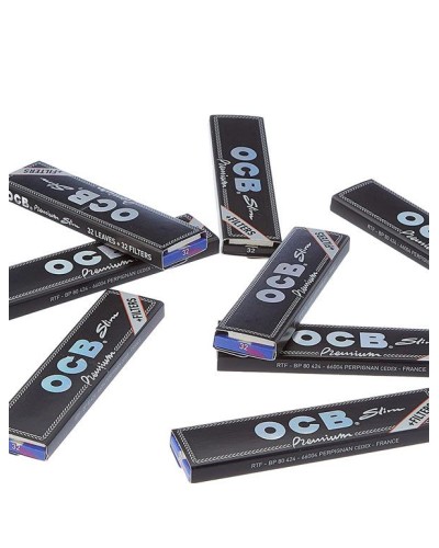 OCB 15448 Largo Negro Papel Plus Tips, 32 paquetitos