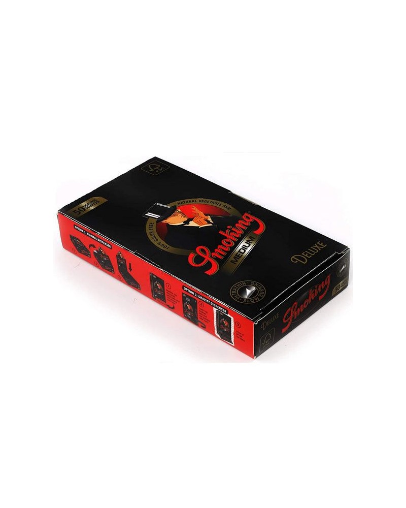 1 caja – Smoking Black Deluxe tamaño mediano 1 1/4 papel de liar = 1250  papeles