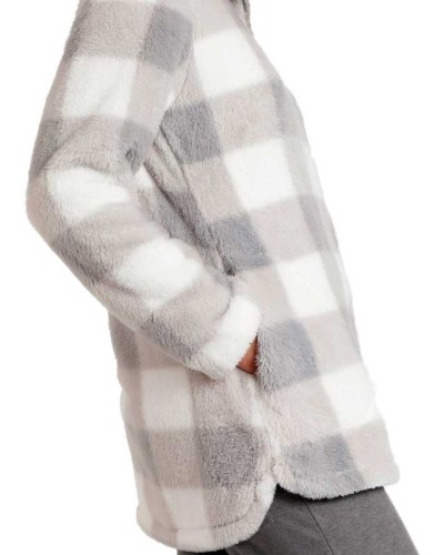 Bata Polar Mujer Cuadros Vichy Gris | ADMAS