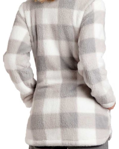 Bata Polar Mujer Cuadros Vichy Gris | ADMAS