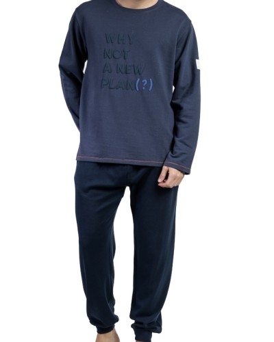 Pijama Hombre Azul Marino Felpa – NEW PLAN by ADMAS