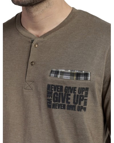 Pijama Hombre Manga Larga Tapeta "Never Give Up" by ADMAS
