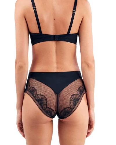 Braguita Alta Encaje Floral Negro con Efecto Tanga Invisible – Gisela