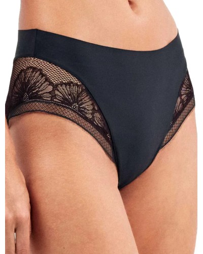 Braguita Alta Encaje Floral Negro con Efecto Tanga Invisible – Gisela