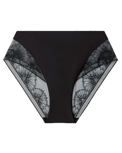 Braguita Alta Encaje Floral Negro con Efecto Tanga Invisible – Gisela
