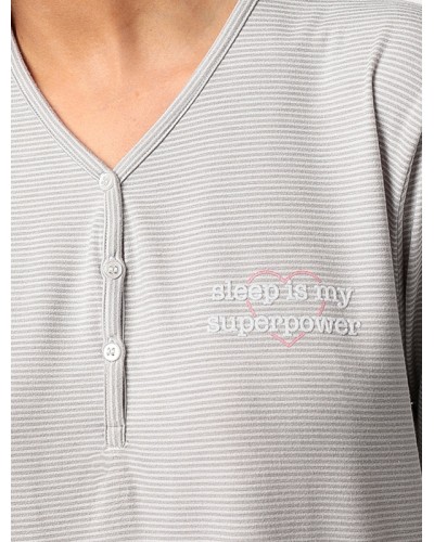 Camisón Mujer Gris Sleep Is My Superpower - Admas