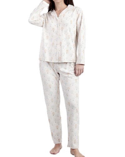 Pijama Mujer Camisero Enjoy Every Moment Beige - Admas