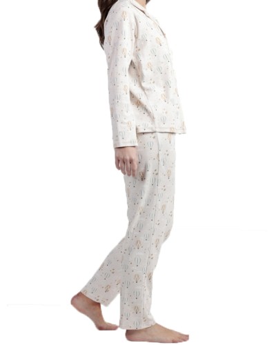 Pijama Mujer Camisero Enjoy Every Moment Beige - Admas