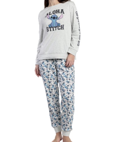 Pijama Mujer Disney Aloha Stitch Gris Claro - Aznar Innova