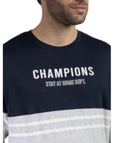 Pijama Hombre Stay At Home Champions Azul Marino - Admas