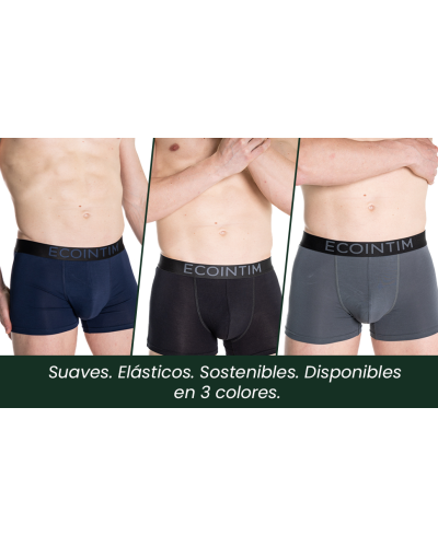 Pack de 3 Bóxers EcoIntimo de Bambú para Hombre Ultra Suaves, Transpirables