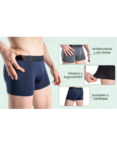 Pack de 3 Bóxers EcoIntimo de Bambú para Hombre Ultra Suaves, Transpirables
