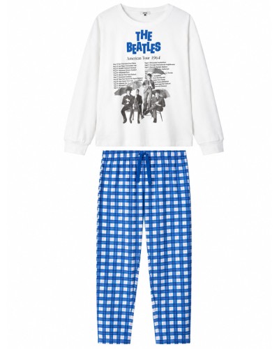 Pijama Hombre The Beatles de Algodón con Pantalón de Cuadros - GISELA
