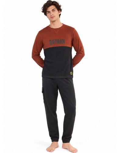 Pijama Hombre Batman Largo de Algodón Interlock Cómodo y Cálido - GISELA