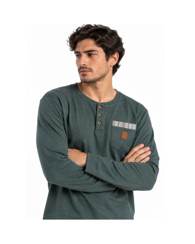 Pijama Hombre ADMAS Classic Caribou Verde Largo de Algodón con Tapeta