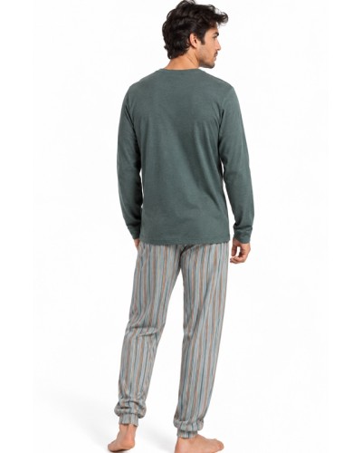 Pijama Hombre ADMAS Classic Caribou Verde Largo de Algodón con Tapeta