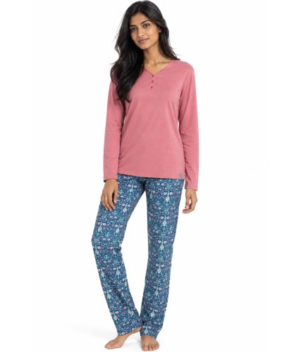 Pijama Largo Mujer Garden Get Inspired Rosa de  Algodón y Viscosa - ADMAS