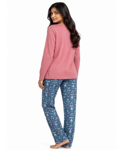 Pijama Largo Mujer Garden Get Inspired Rosa de  Algodón y Viscosa - ADMAS