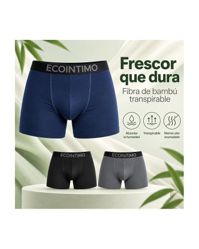 Pack de 3 Bóxers EcoIntimo de Bambú para Hombre Ultra Suaves, Transpirables