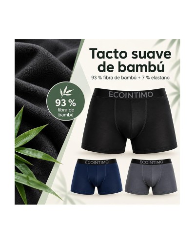 Pack de 3 Bóxers EcoIntimo de Bambú para Hombre Ultra Suaves, Transpirables