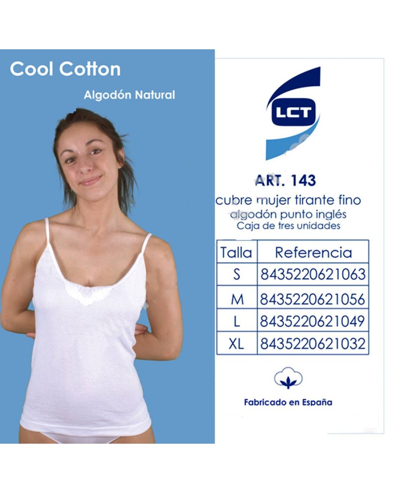 Camiseta interior mujer de algodón tirante ancho