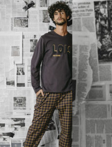 Detalle de Pijama LOIS de invierno con estampado y logo