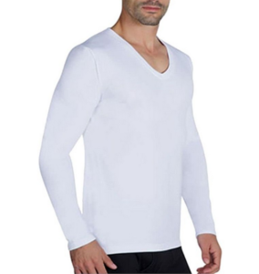 Camiseta térmica de invierno para hombre, cuello en V blanca, de Ropa Interior Julia